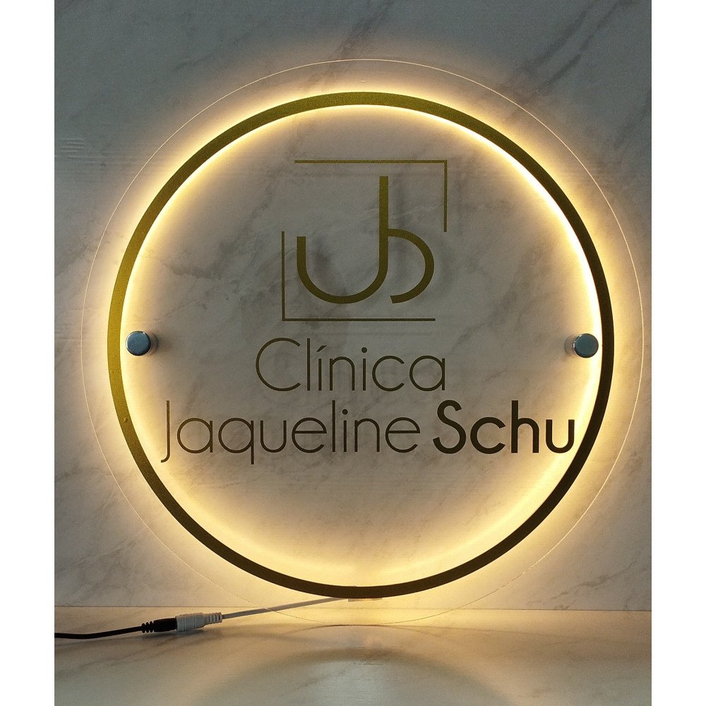 Placa LED Neon em Acrílico Redonda 35cm Personalizada