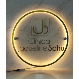 Placa LED Neon em Acrílico Redonda 35cm Personalizada