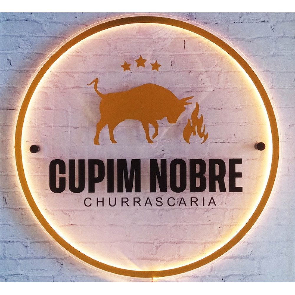 Placa LED Neon em Acrílico Redonda 80cm Personalizada
