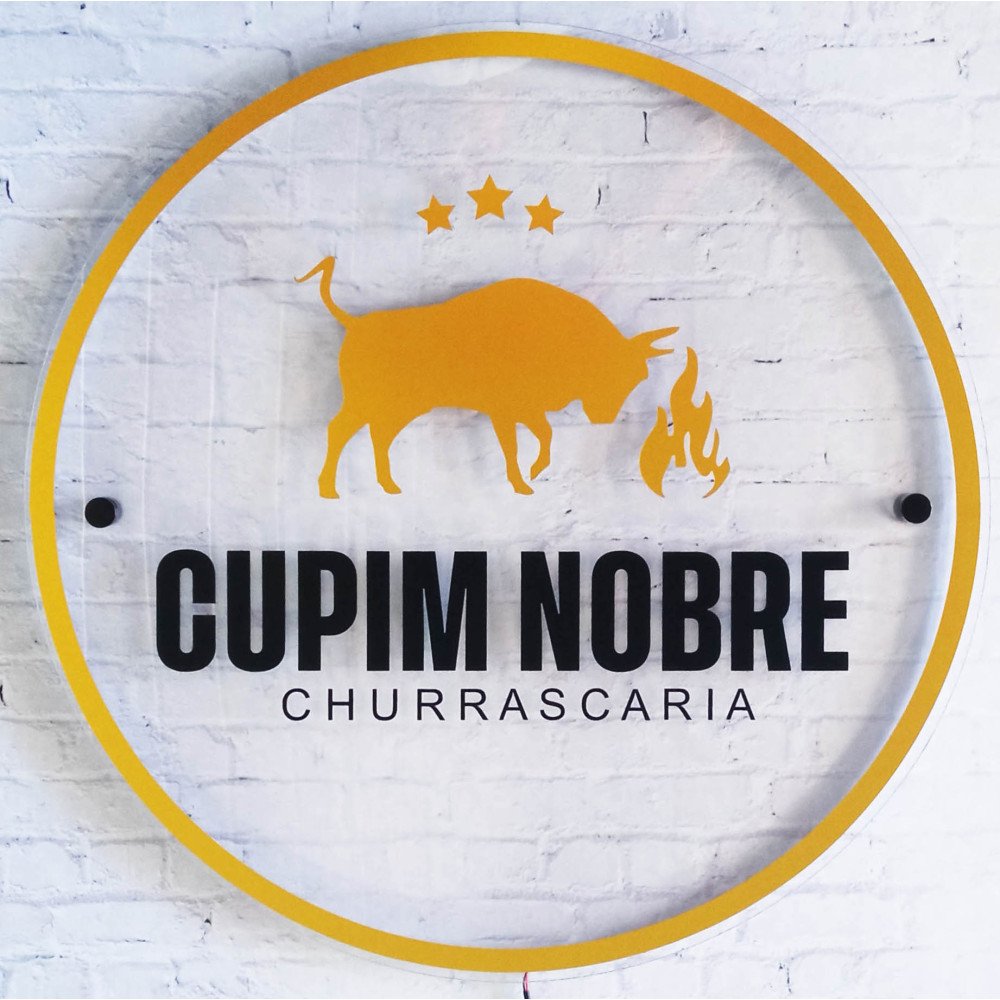 Placa LED Neon em Acrílico Redonda 80cm Personalizada