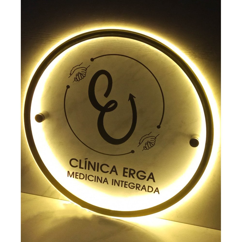 Placa LED Neon em Acrílico Redonda 60cm Personalizada