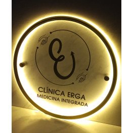 Placa LED Neon em Acrílico Redonda 60cm Personalizada