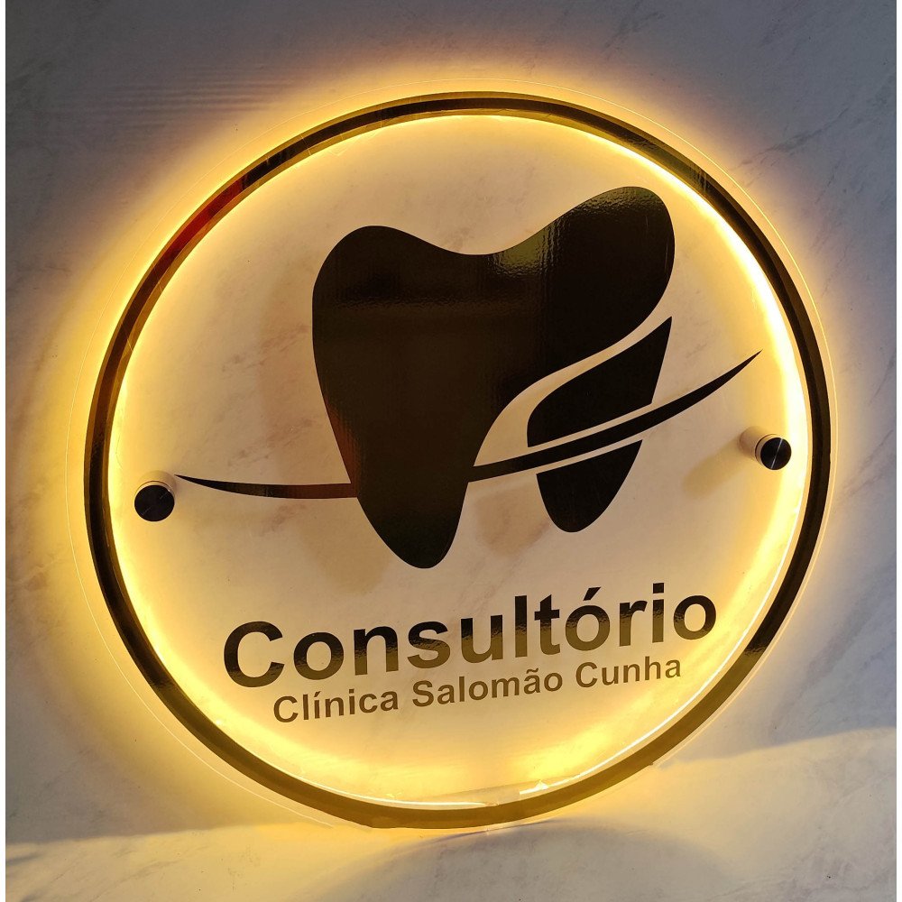 Placa LED Neon em Acrílico Redonda 40cm Personalizada
